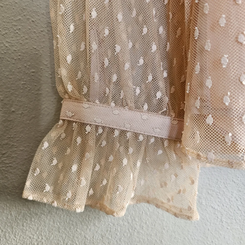 ☆J. CREW Ruffled Swiss Dot Blouse in 'Bronzed Clay,' M ☆ - Picture 7 of 7